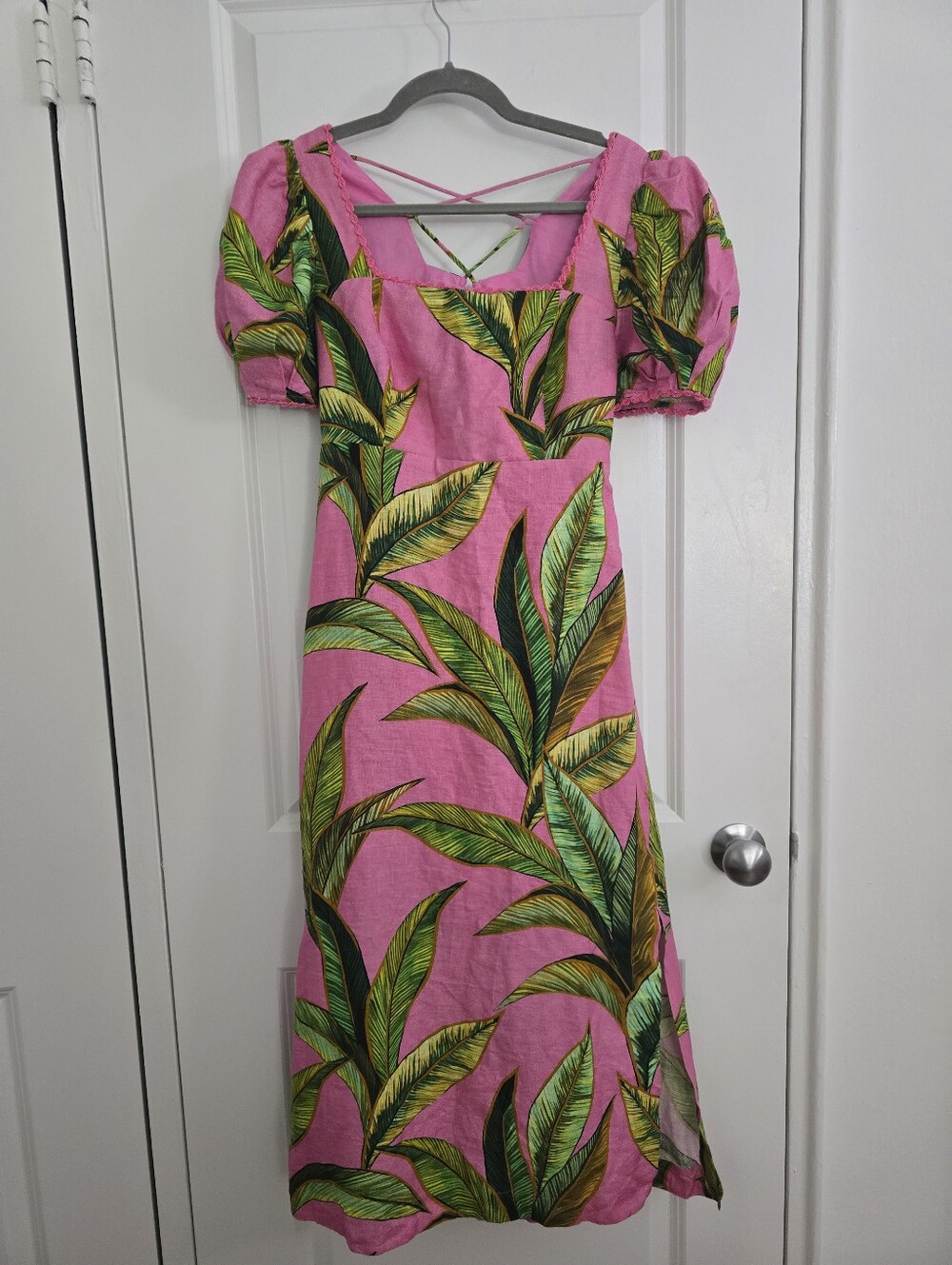 NWT FARM Rio Cross Back Linen Midi Dress - Picture 2 of 8